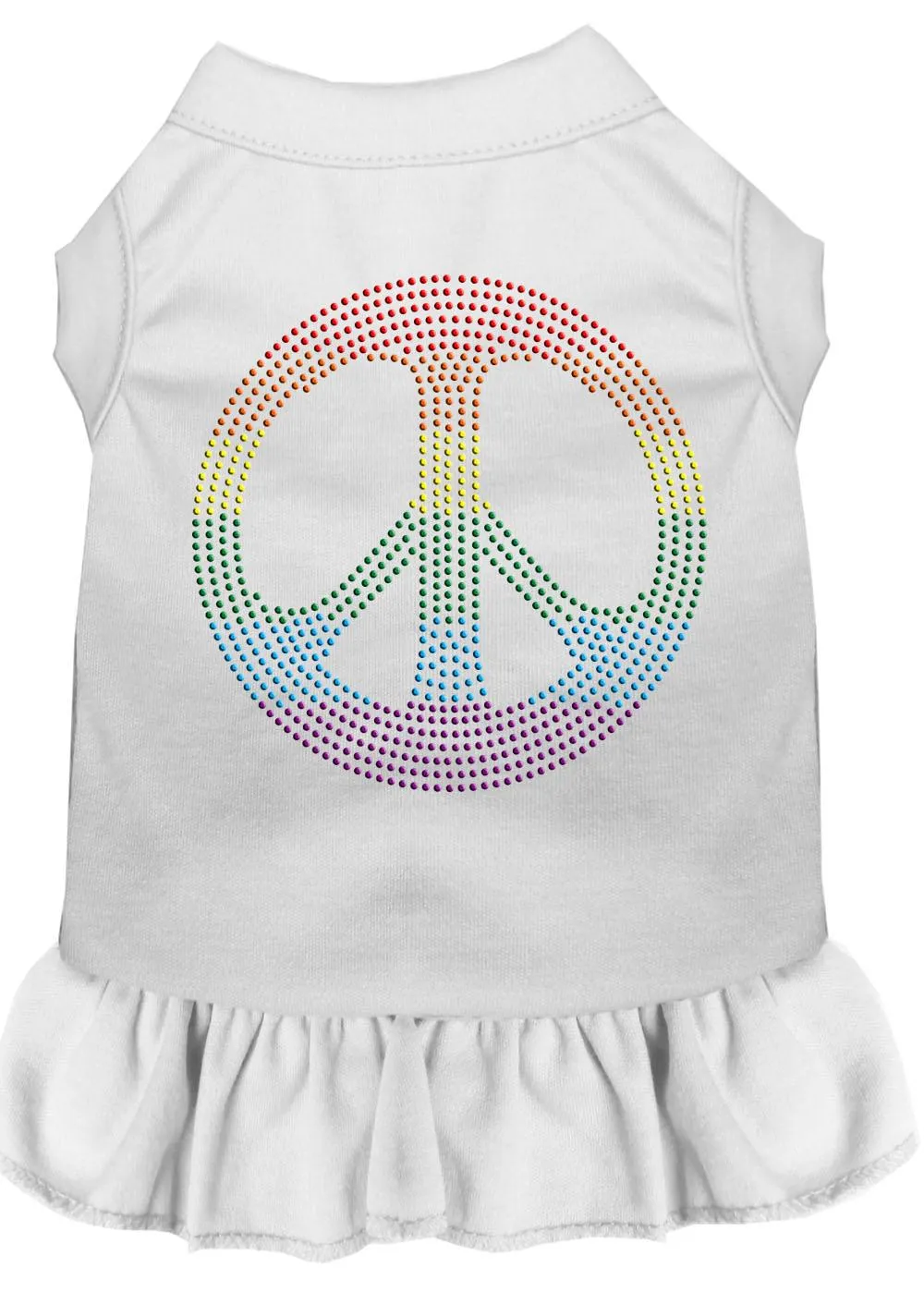Rhinestone Rainbow Peace Dress White Sm (10)