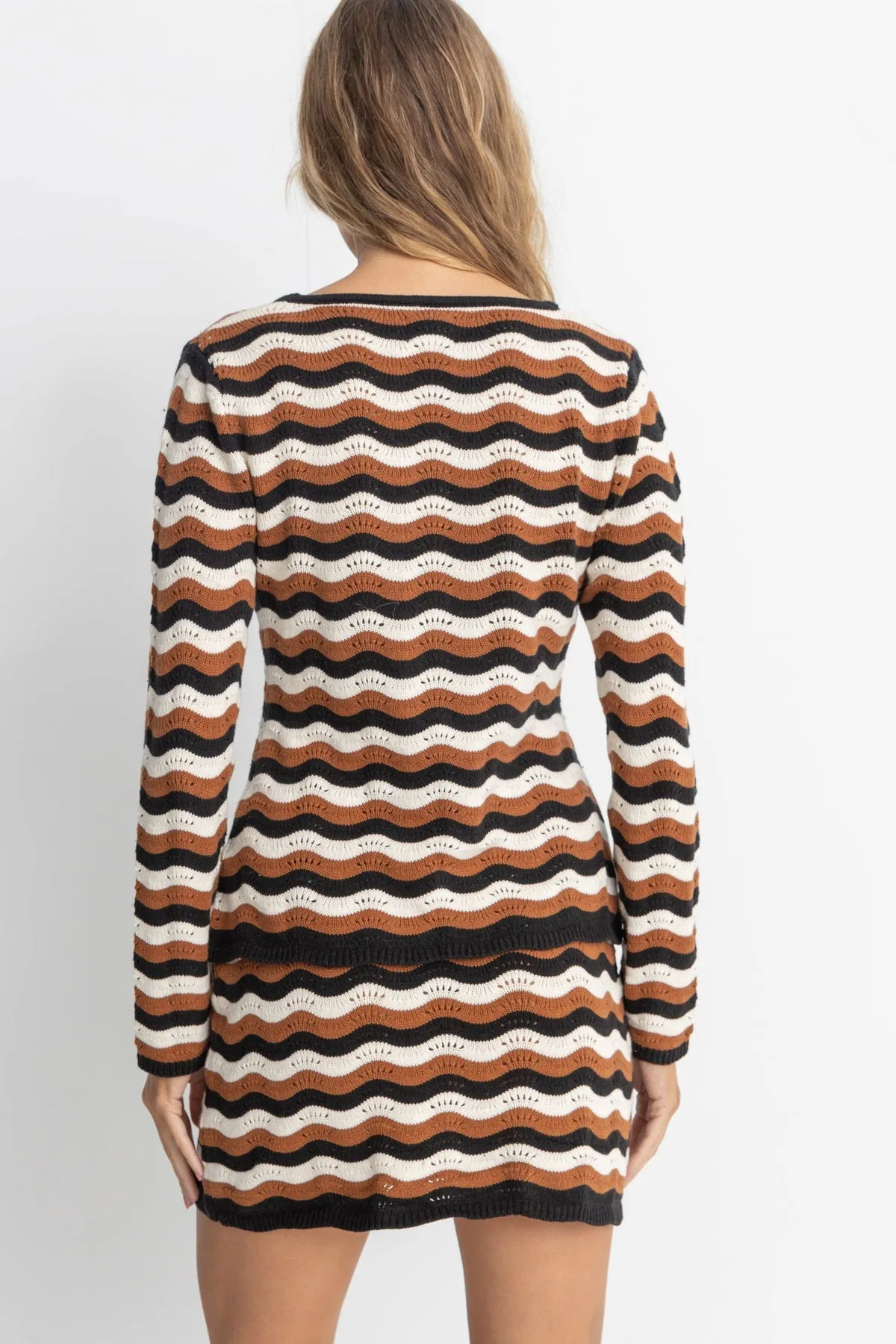 RHYTHM Venice Knit Long Sleeve Tie Top