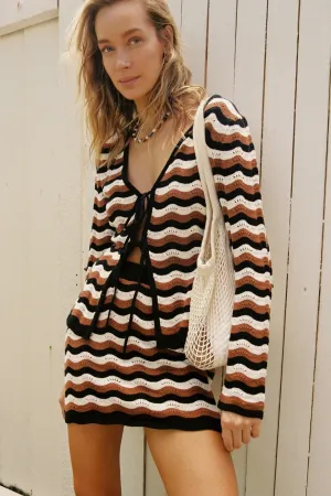 RHYTHM Venice Knit Long Sleeve Tie Top