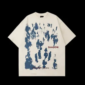 Shadow T-Shirt - Graphic Letter Print Hip Hop Style