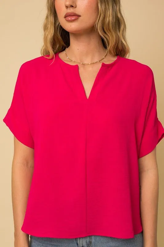 Short Sleeve Side Slit Top