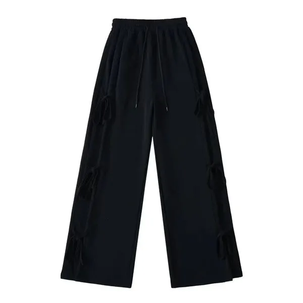 Side tie ribbon bows sweat pants