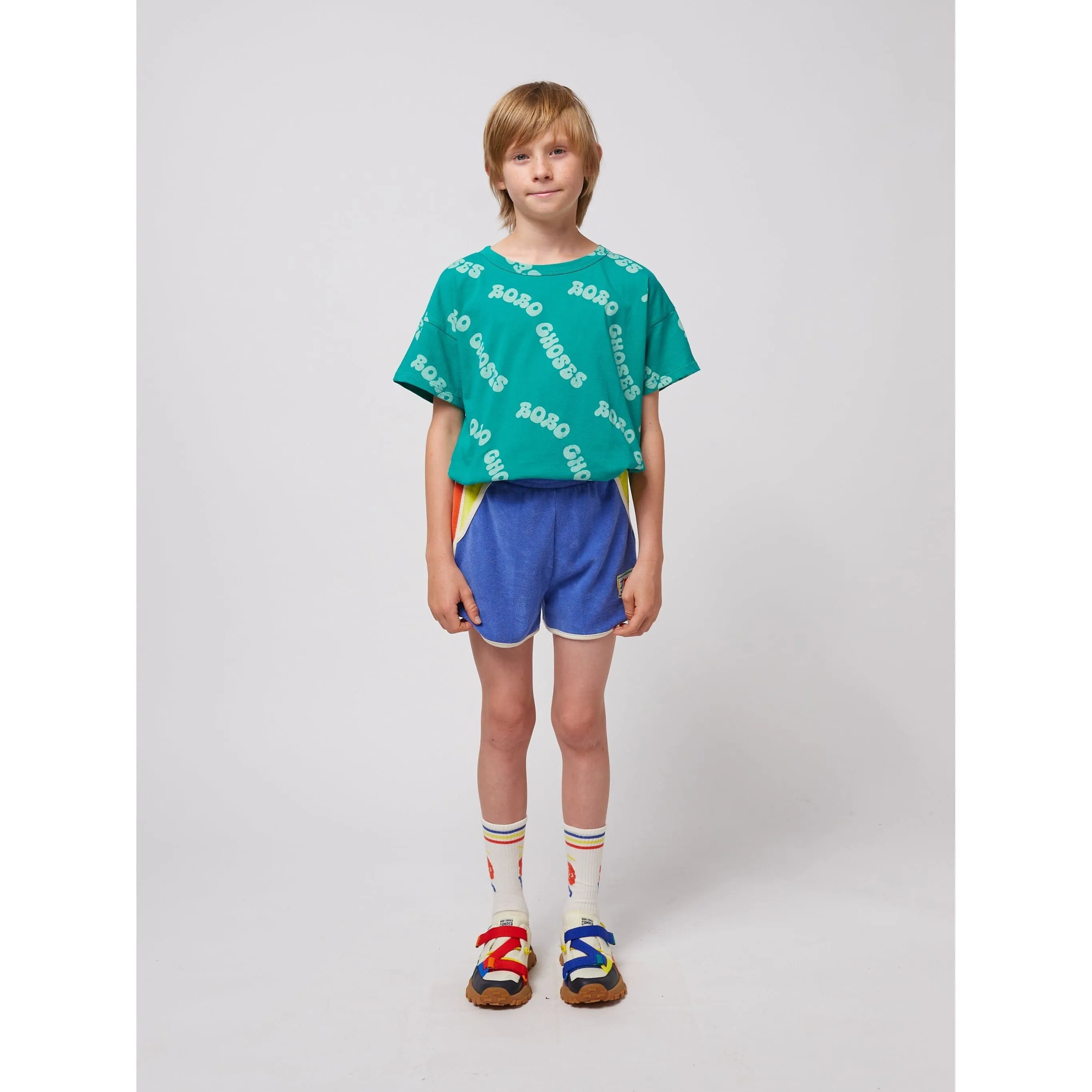 Smiling Color Block Terry Cloth Shorts