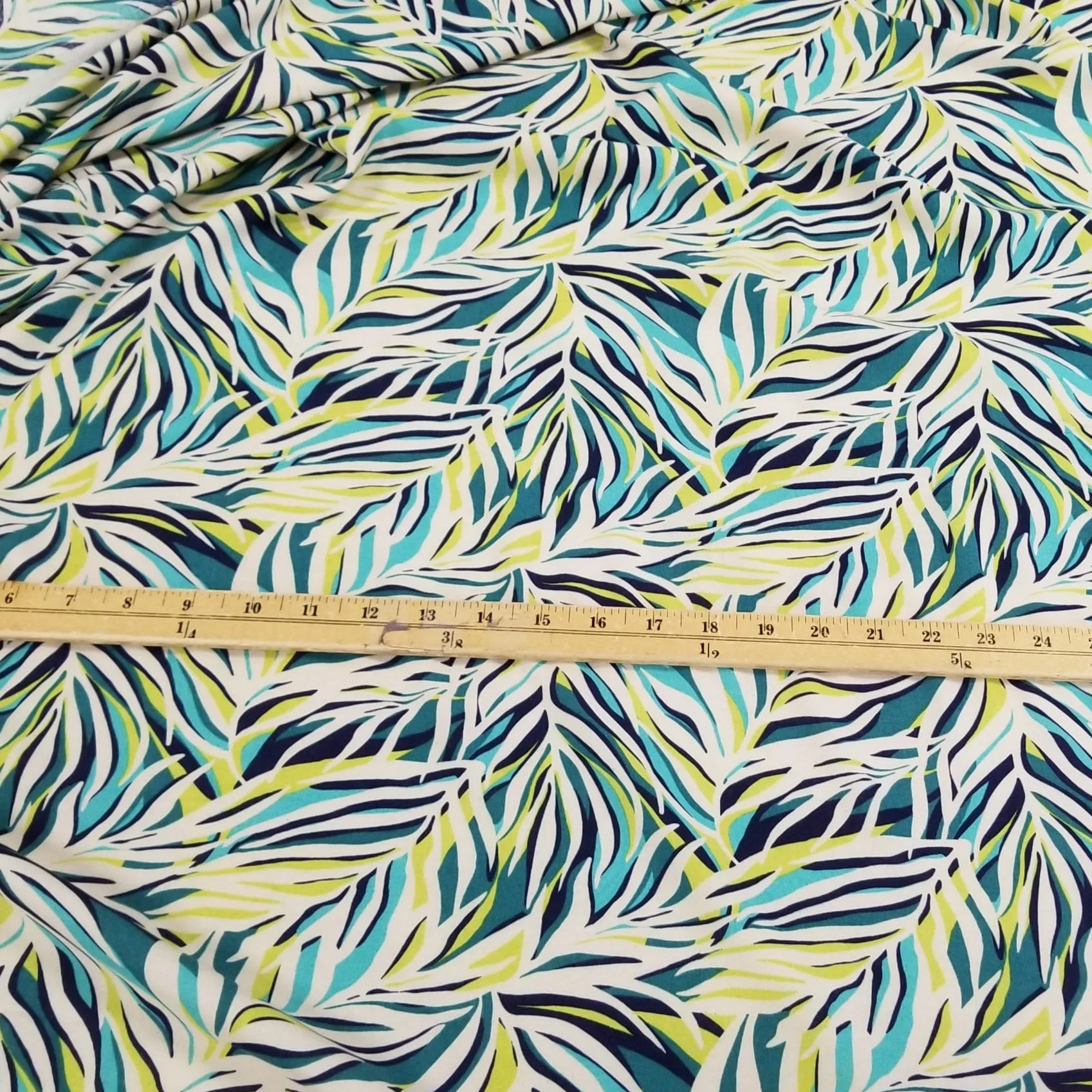 Sofia Rayon Challis Turquoise & Lime Resortwear Print Woven 115 GSM - by the yard