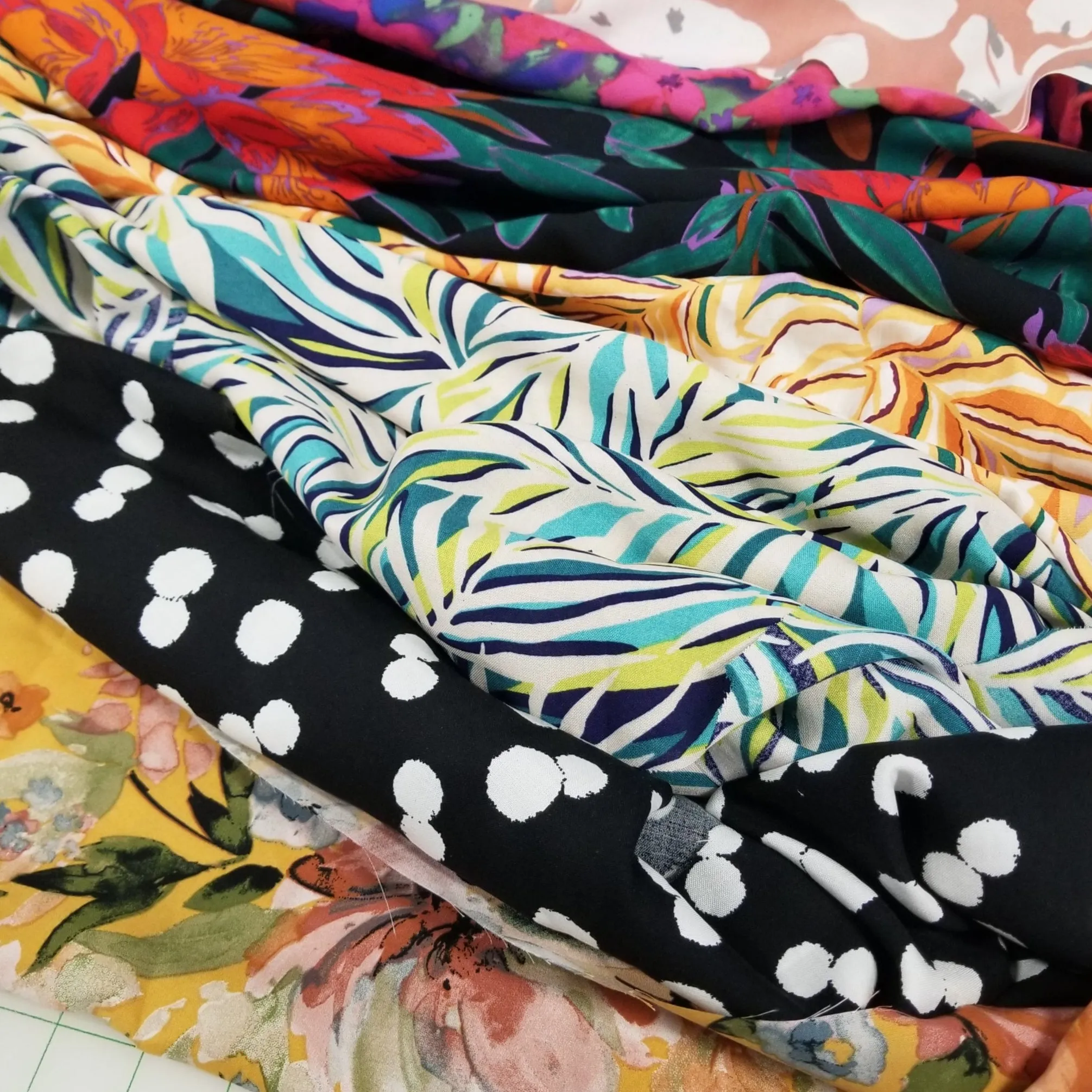 Sofia Rayon Challis Turquoise & Lime Resortwear Print Woven 115 GSM - by the yard