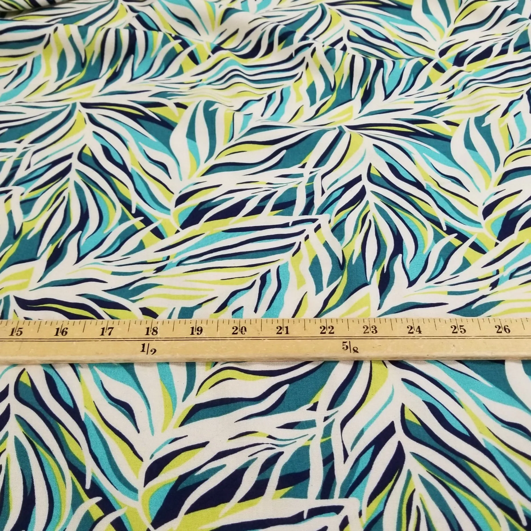 Sofia Rayon Challis Turquoise & Lime Resortwear Print Woven 115 GSM - by the yard