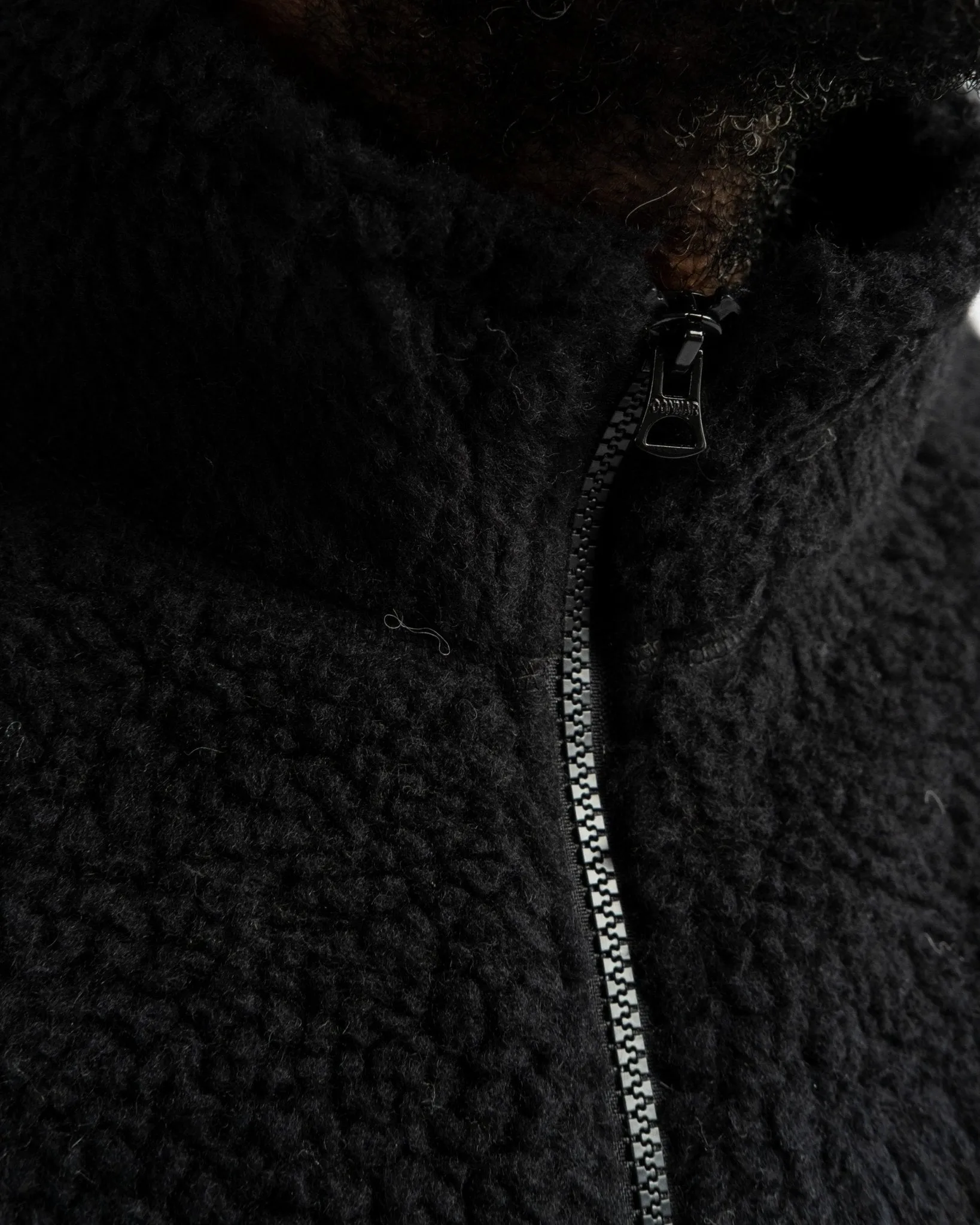 Stand Collar Zip Vest Boa Black 19