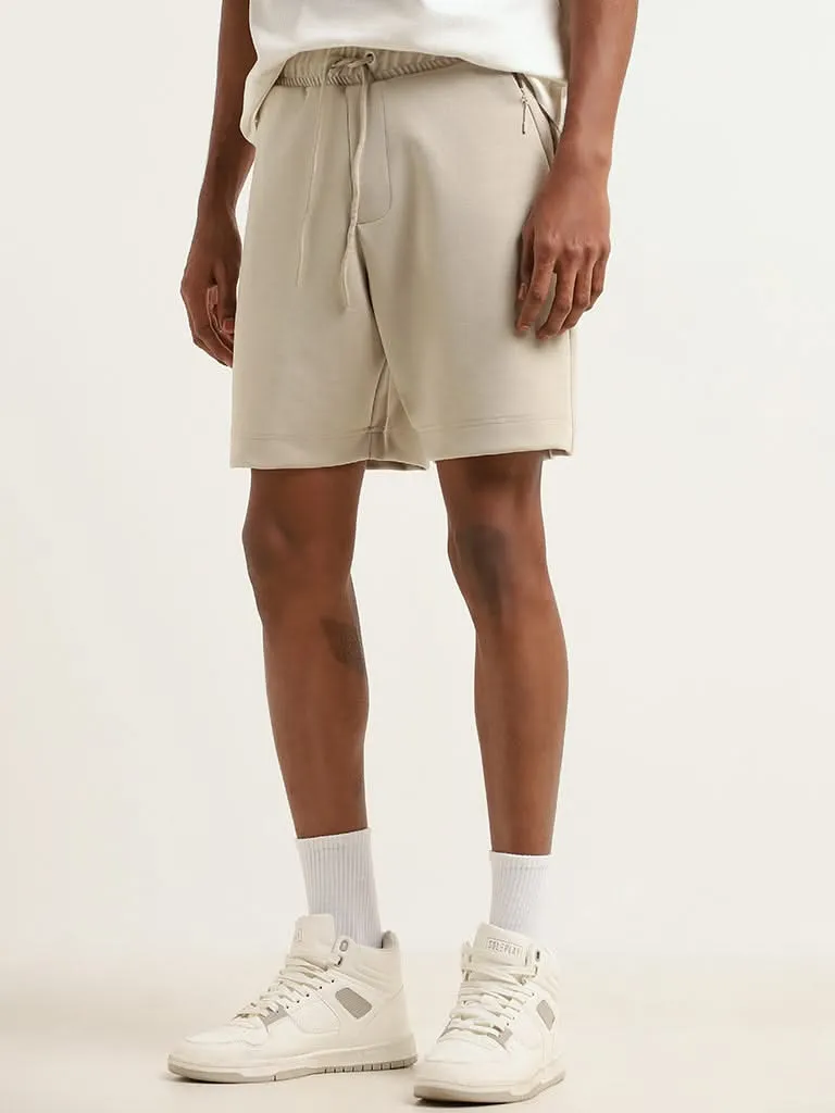 Studiofit Beige Relaxed Fit Bermuda Shorts