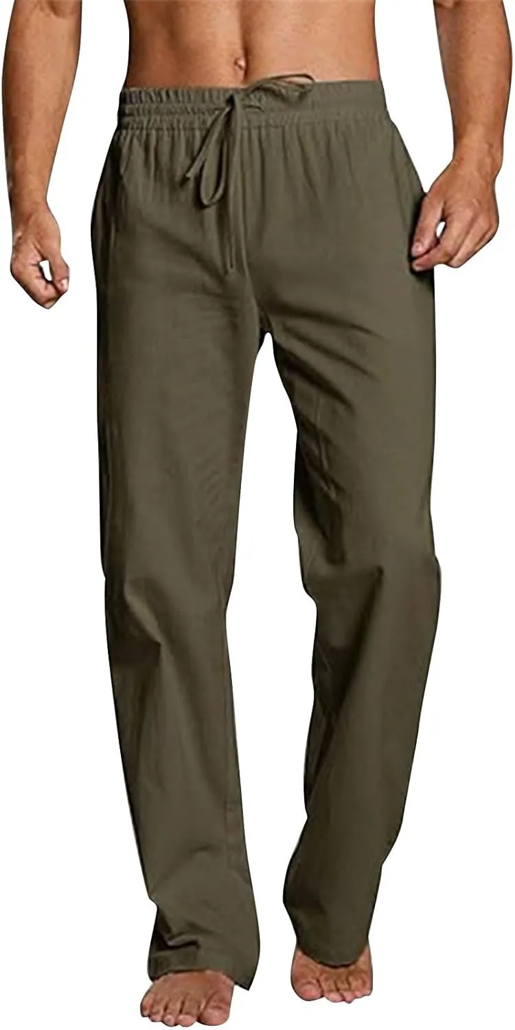 Sweatpants for Men Sport Tapered Tactical Slacks Mens Elastic Waist Solid Color Split Ripstop Fitted Joggers