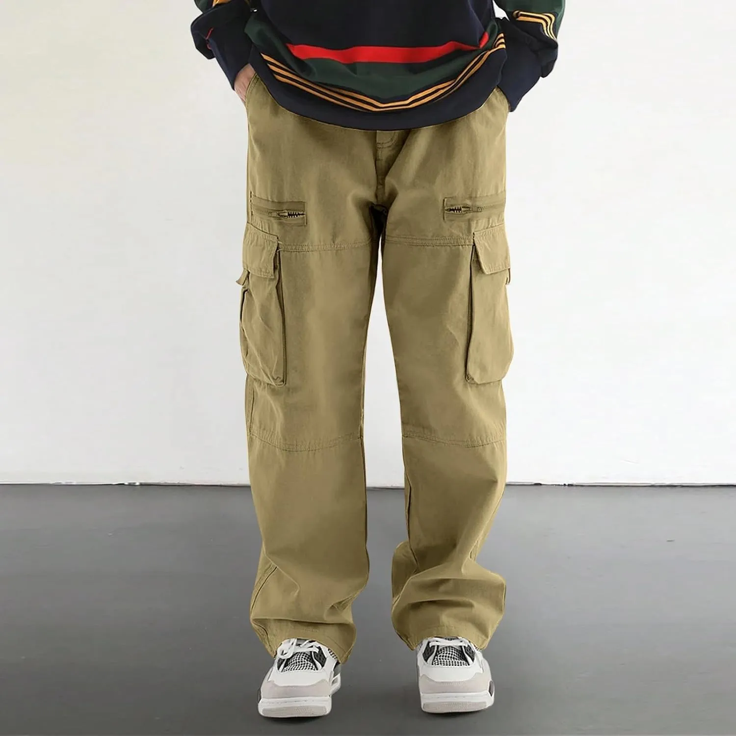 Sweatpants for Men Track Tapered Retro Slacks Man Solid Color Split Breathable Slim Fit Elasticated Waist Leggings