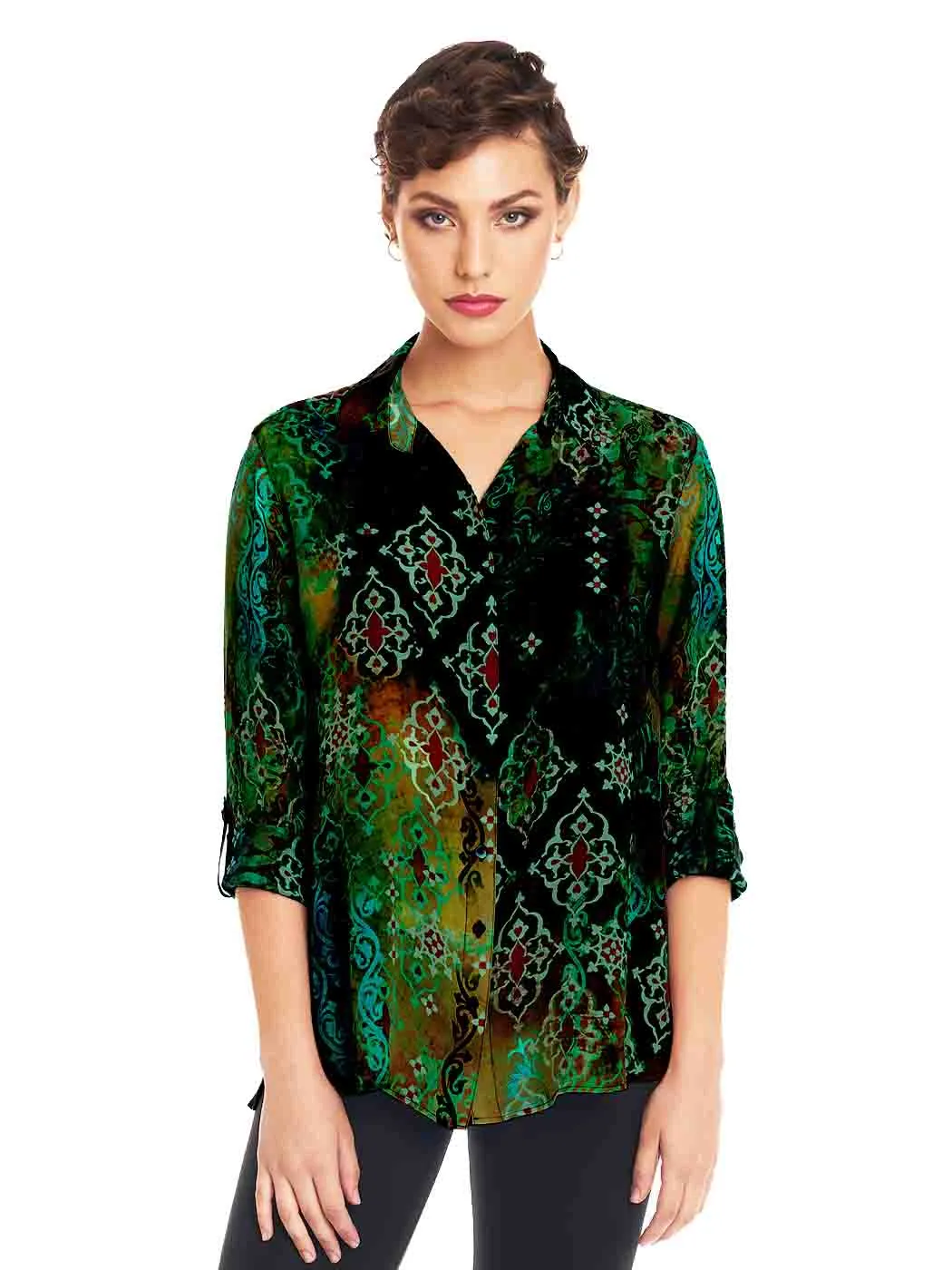 Tianello "Bijou" Print  Washable Silk "Loving" Blouse
