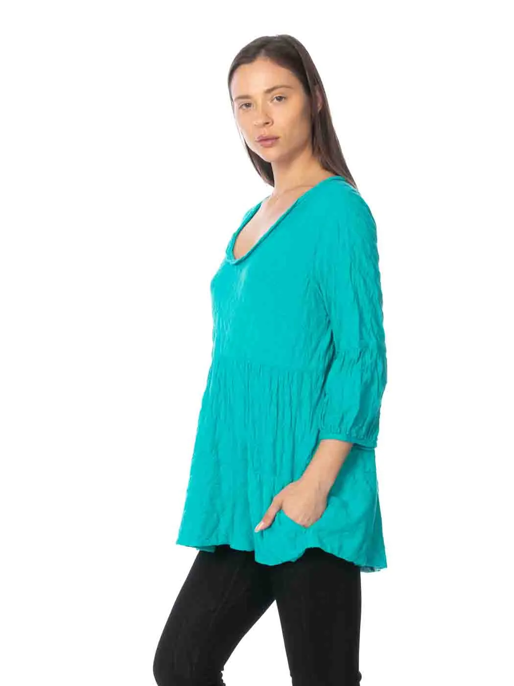 Tianello "Honey" Knit Jacquard "Shelby" 2-PKT Blouse