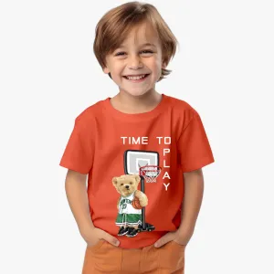Time to play Bear with Basketball T-shirt | Cotton T-shirt for boys