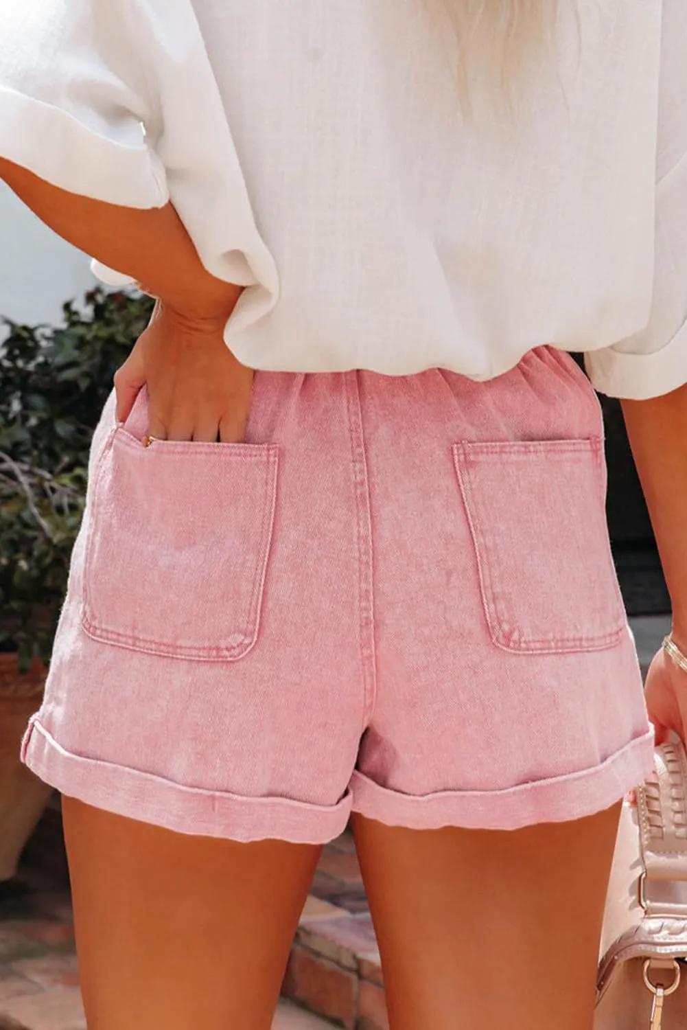 Trendy High Waisted Frilled Denim Shorts - Feminine and Fashionable