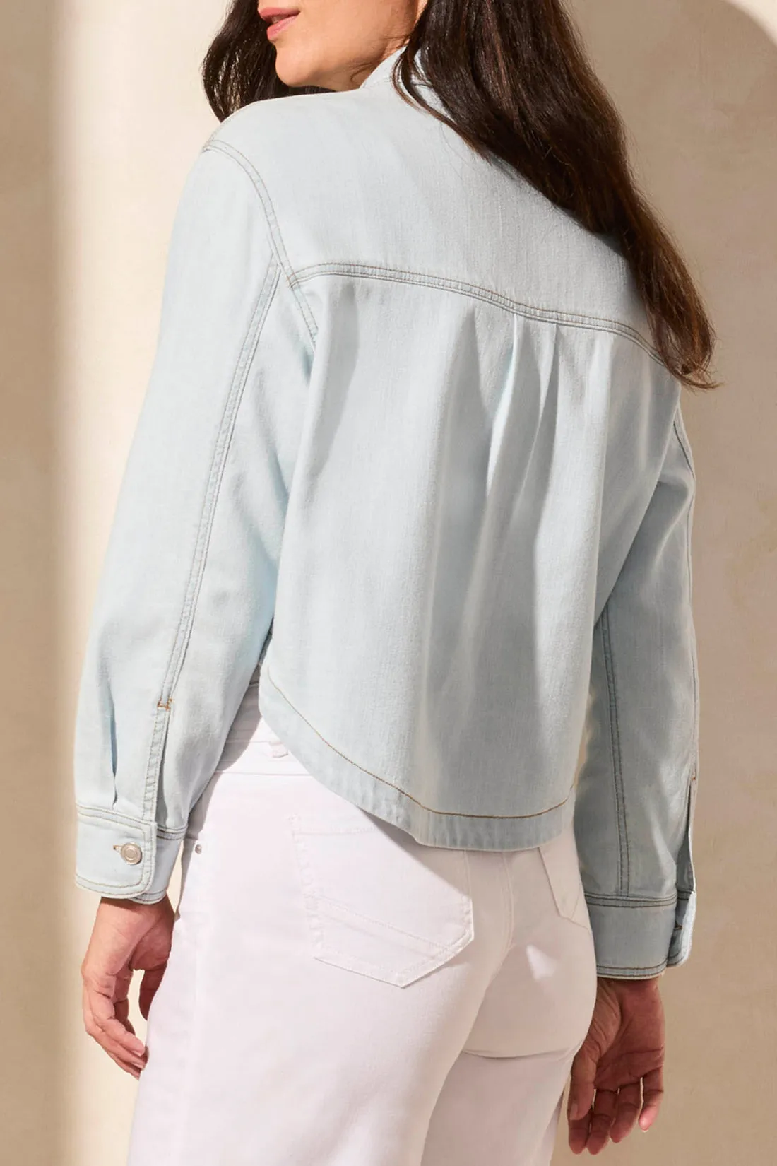 Tribal Light Denim Overshirt - Blue/White