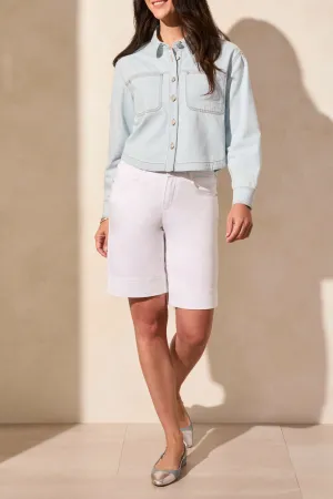 Tribal Light Denim Overshirt - Blue/White