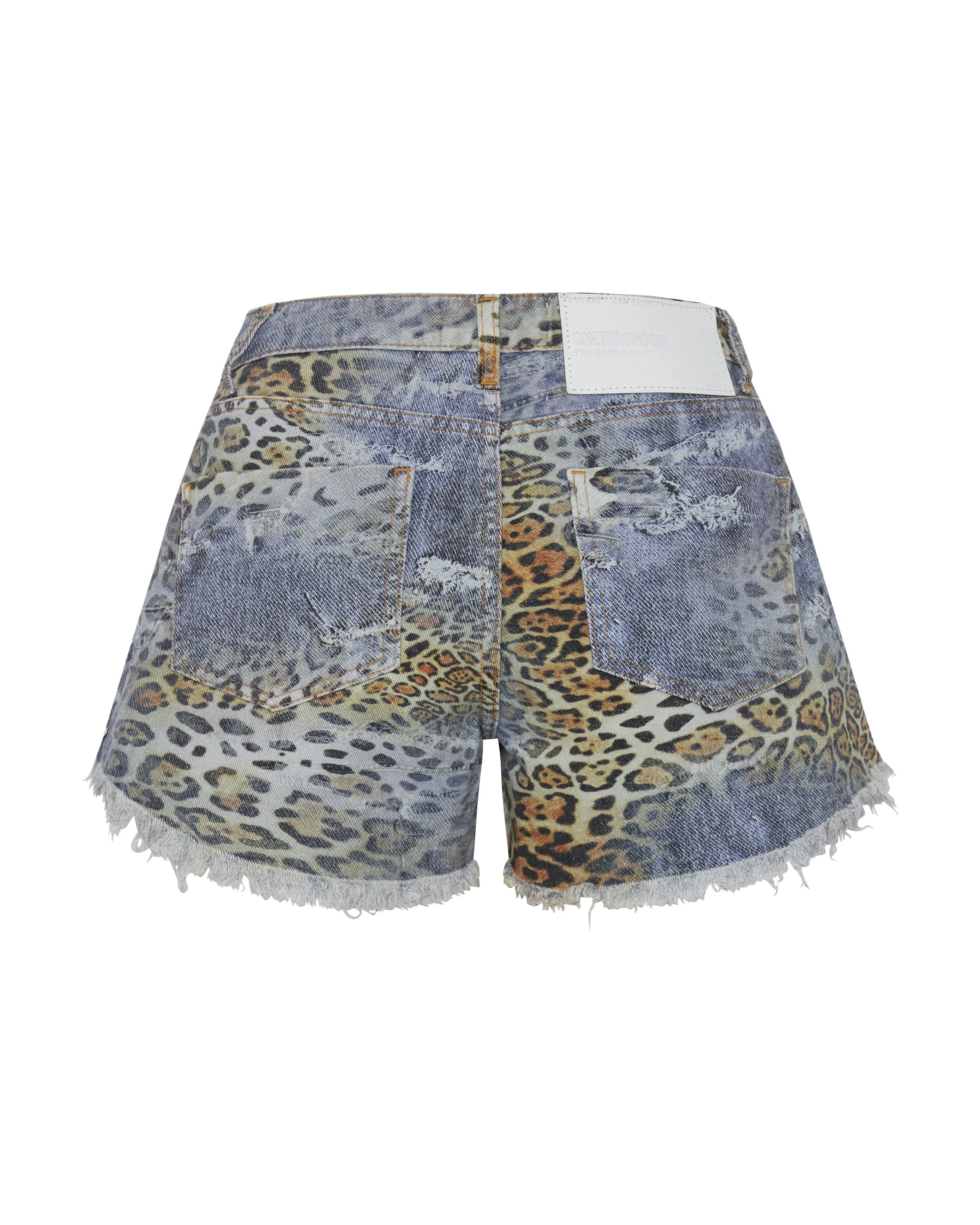 Truckers Mid Waist Relaxed Denim Shorts - Leoparty