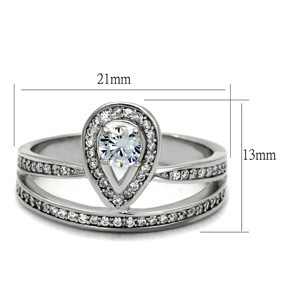 TS476 - 925 Sterling Silver Ring Rhodium Women AAA Grade CZ Clear