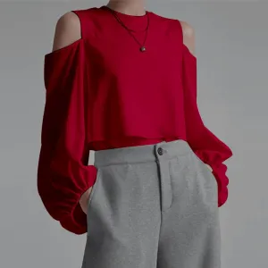 Tunic Off Shoulder O Neck Lantern Sleeve Blouse