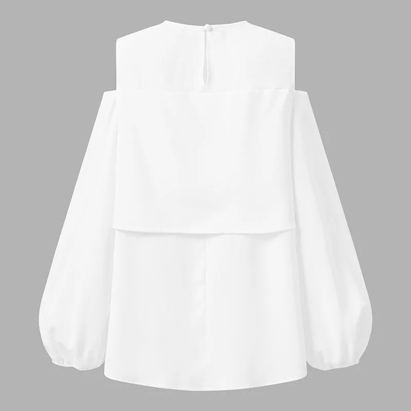 Tunic Off Shoulder O Neck Lantern Sleeve Blouse