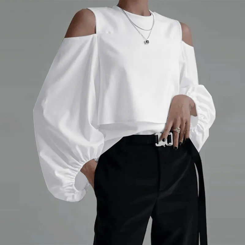 Tunic Off Shoulder O Neck Lantern Sleeve Blouse