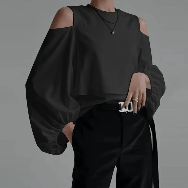Tunic Off Shoulder O Neck Lantern Sleeve Blouse