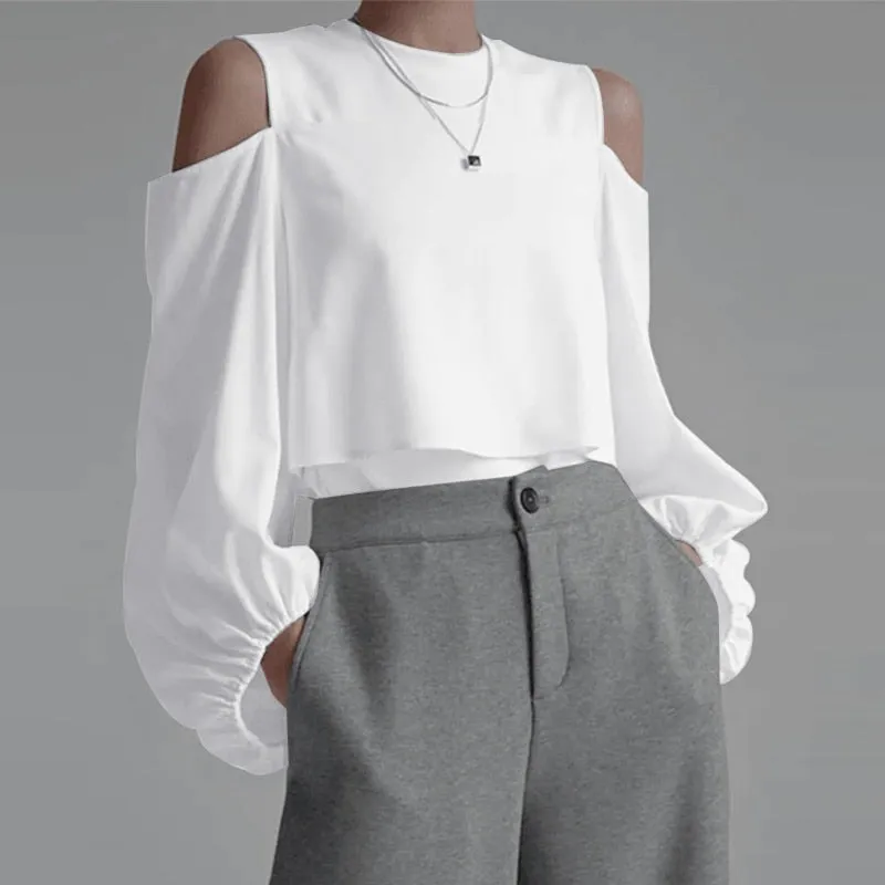 Tunic Off Shoulder O Neck Lantern Sleeve Blouse