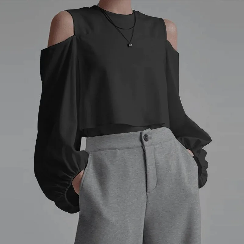 Tunic Off Shoulder O Neck Lantern Sleeve Blouse