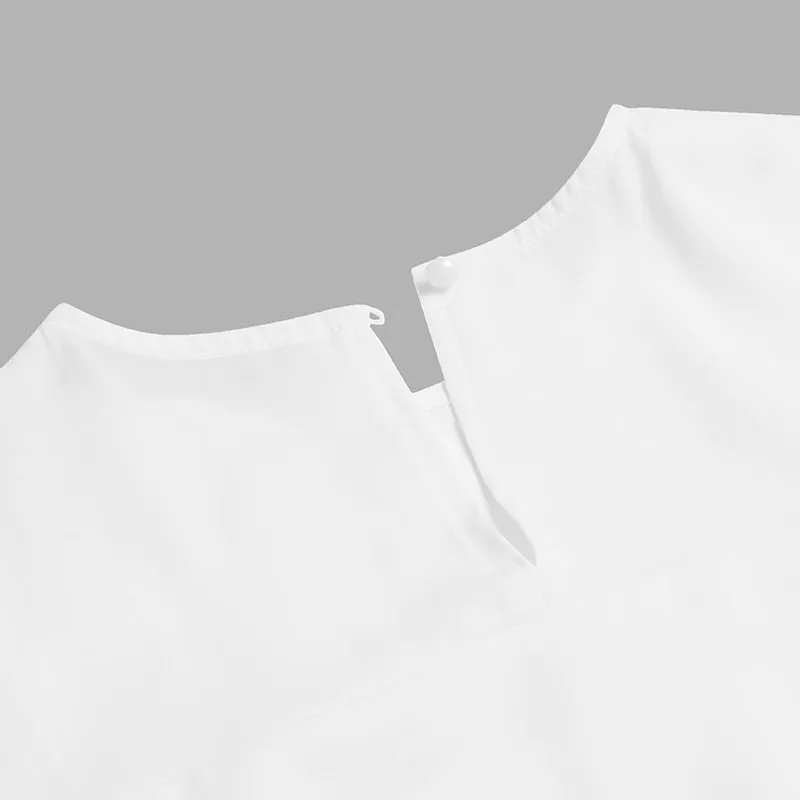 Tunic Off Shoulder O Neck Lantern Sleeve Blouse