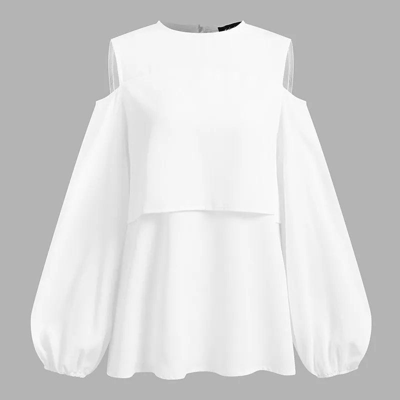 Tunic Off Shoulder O Neck Lantern Sleeve Blouse