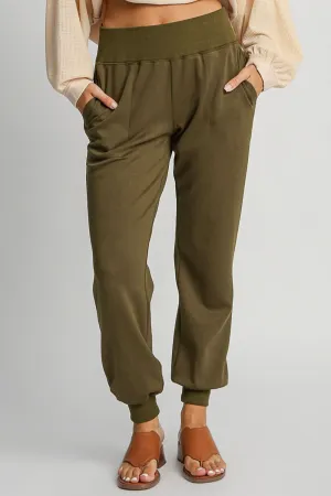 Umgee High Waist Elastic Waist Knit Joggers with Pockets