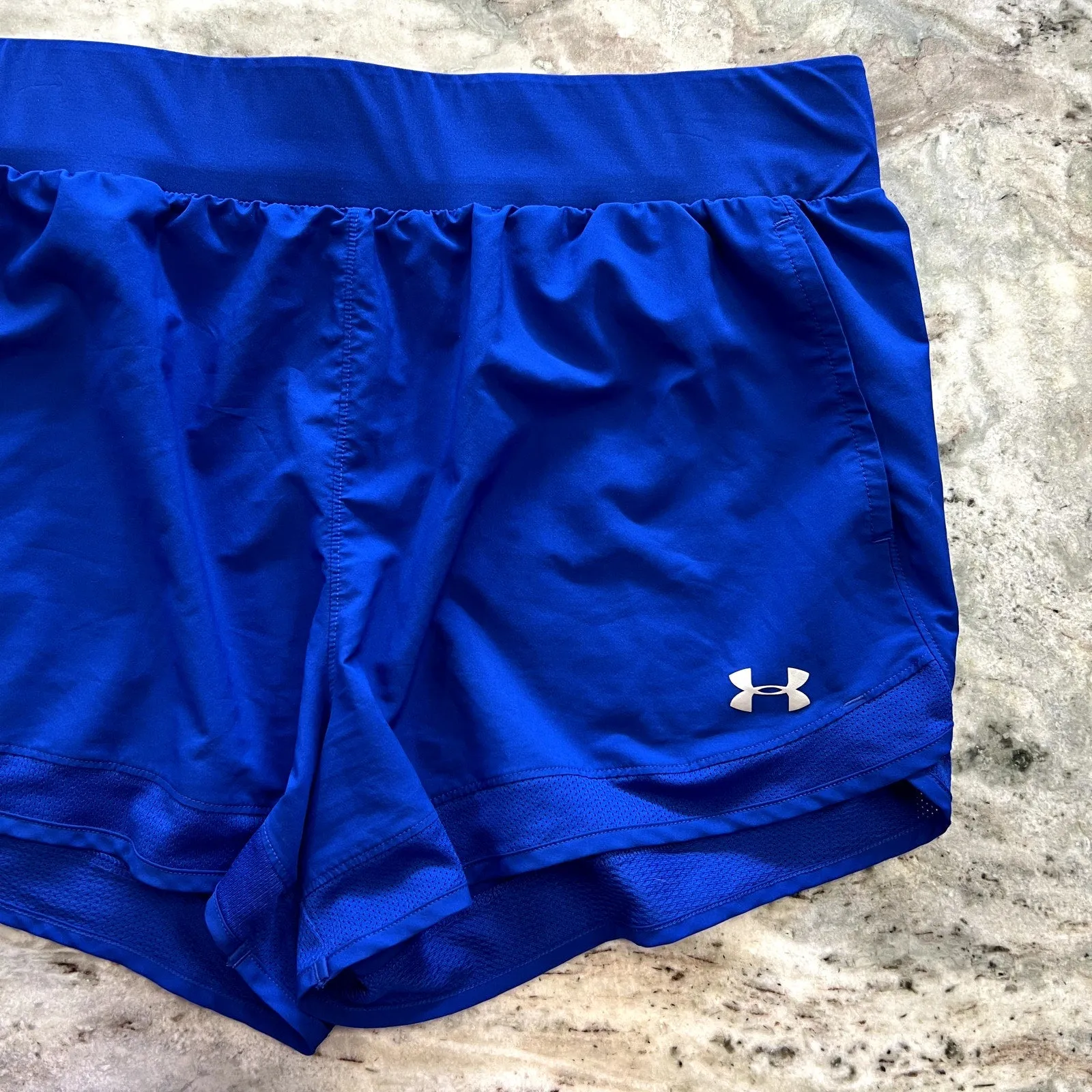 Under Armour Women's Loose Fit Heat Gear Royal Blue Lined Shorts XL