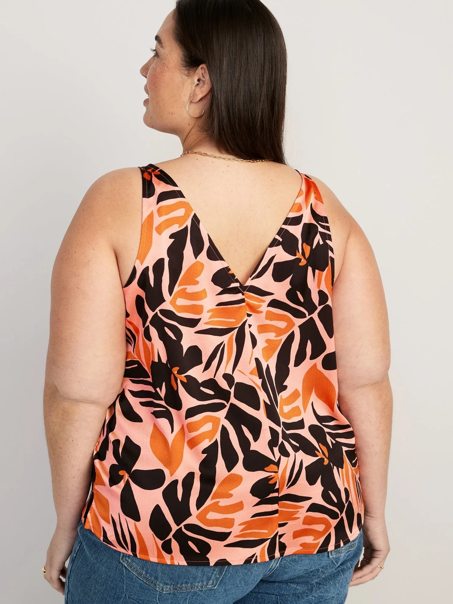 V-Neck Sleeveless Satin Top for Women