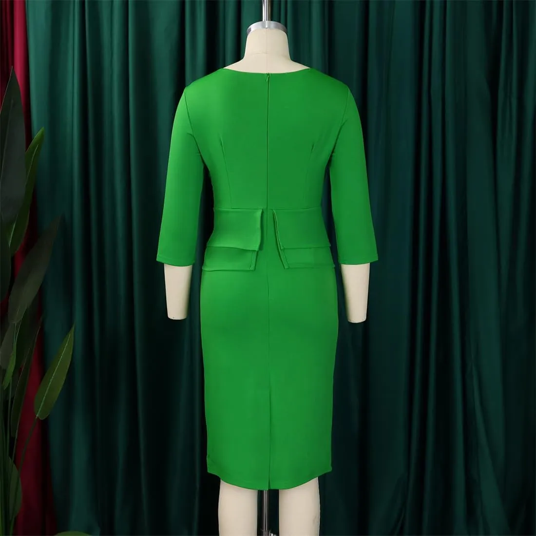 Wear to Work Midi Dress for Women Business Casual Ruffle Pencil Dress Elegance Church Outfits