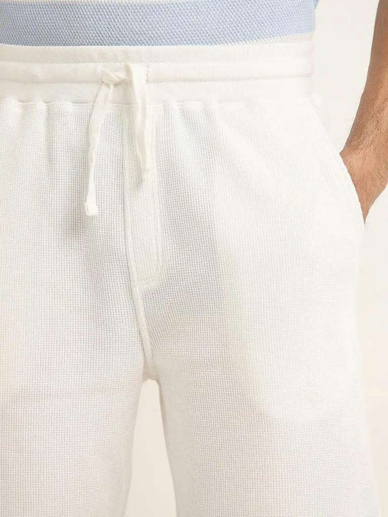 WES Lounge White Mid-Rise Relaxed Fit Shorts