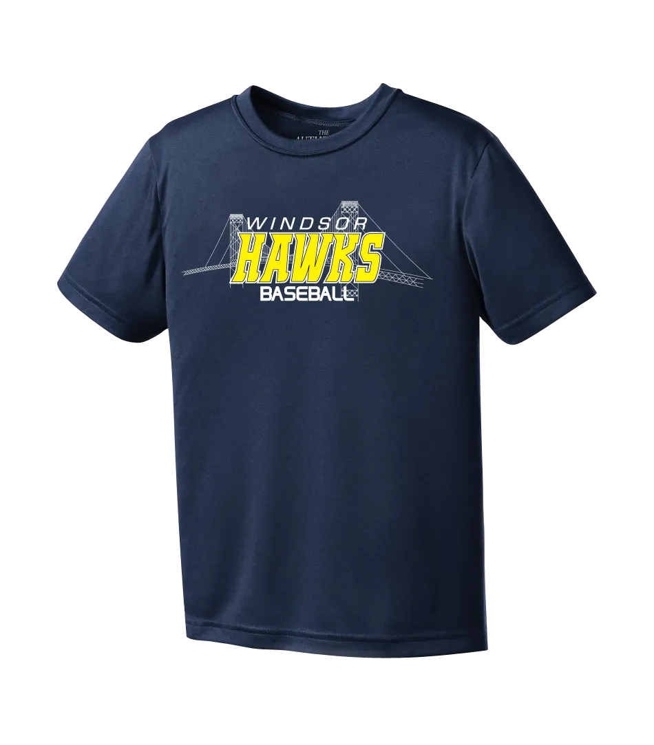 Windsor Hawks Baseball Youth Dri-Fit T-Shirt with Printed Logo