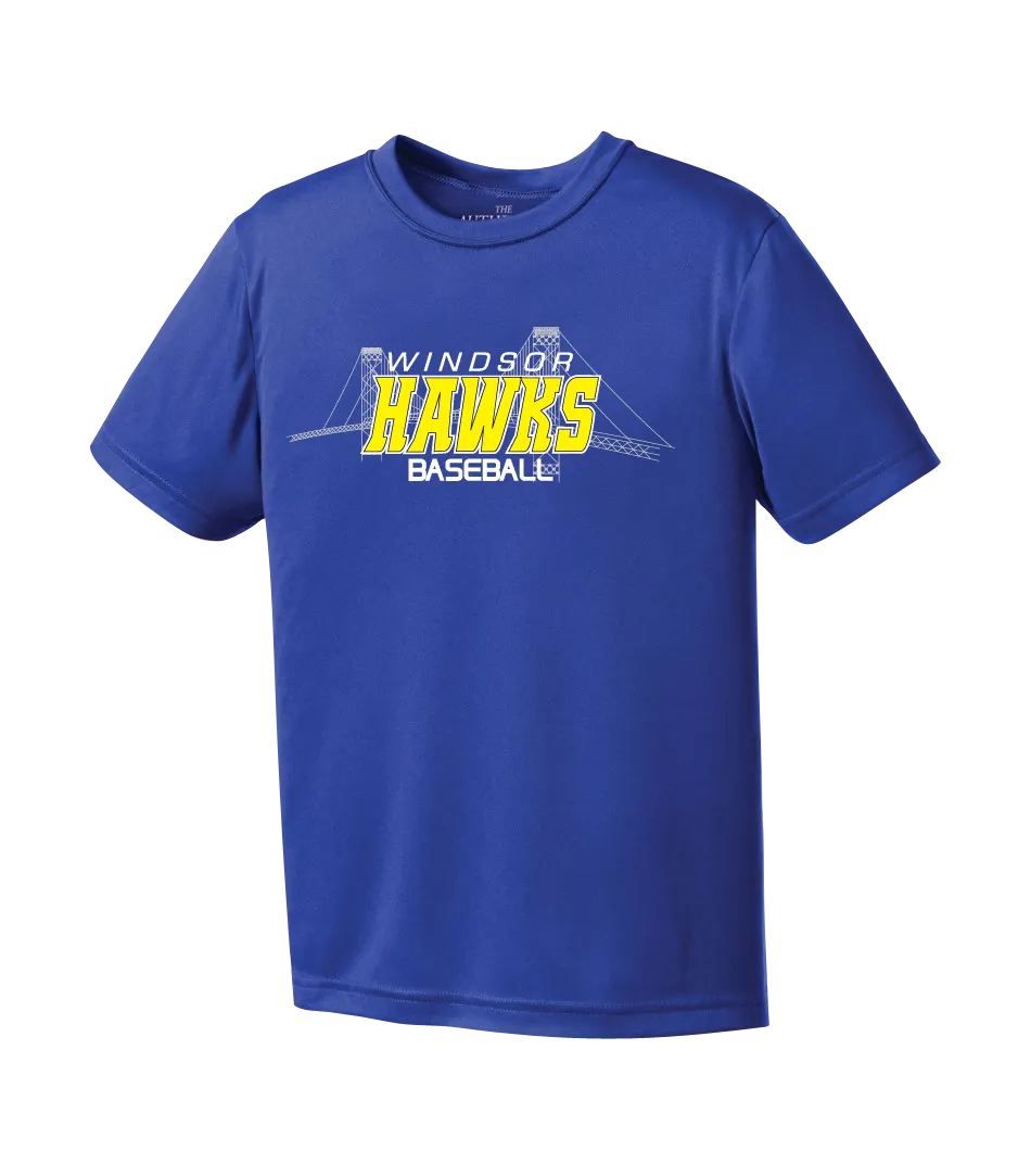 Windsor Hawks Baseball Youth Dri-Fit T-Shirt with Printed Logo