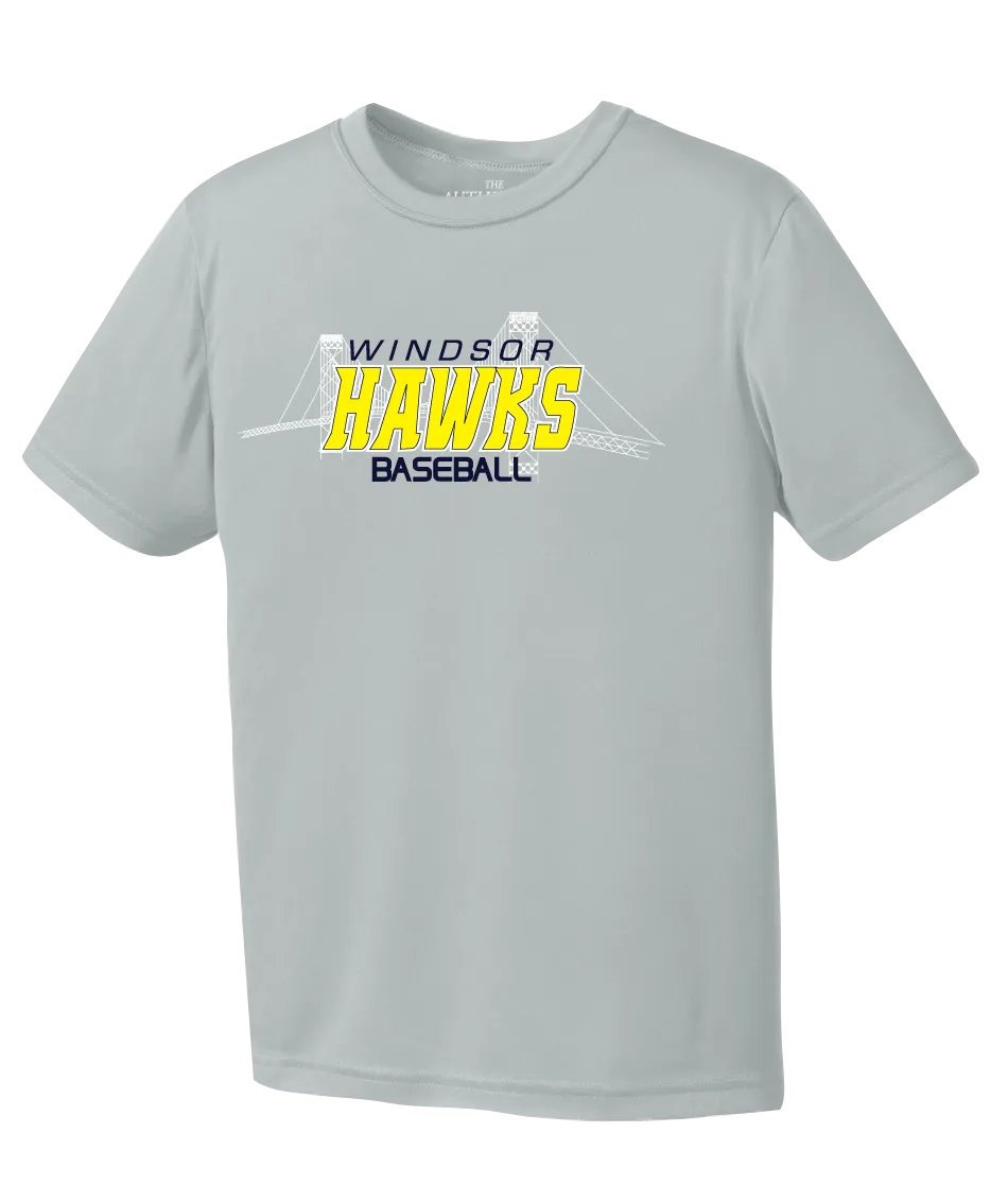 Windsor Hawks Baseball Youth Dri-Fit T-Shirt with Printed Logo