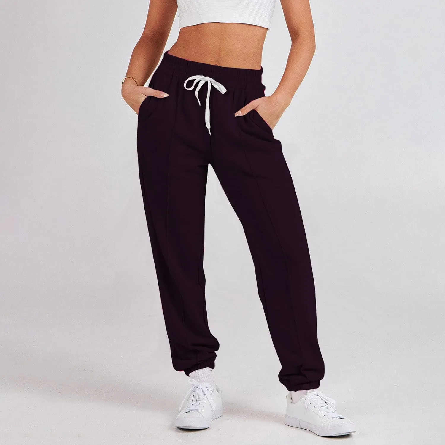 Women Baggy Cinch Bottom Sweatpants 2024 Drawstring High Waist Athletic Joggers Fall Lounge Cozy Trousers with Pocket