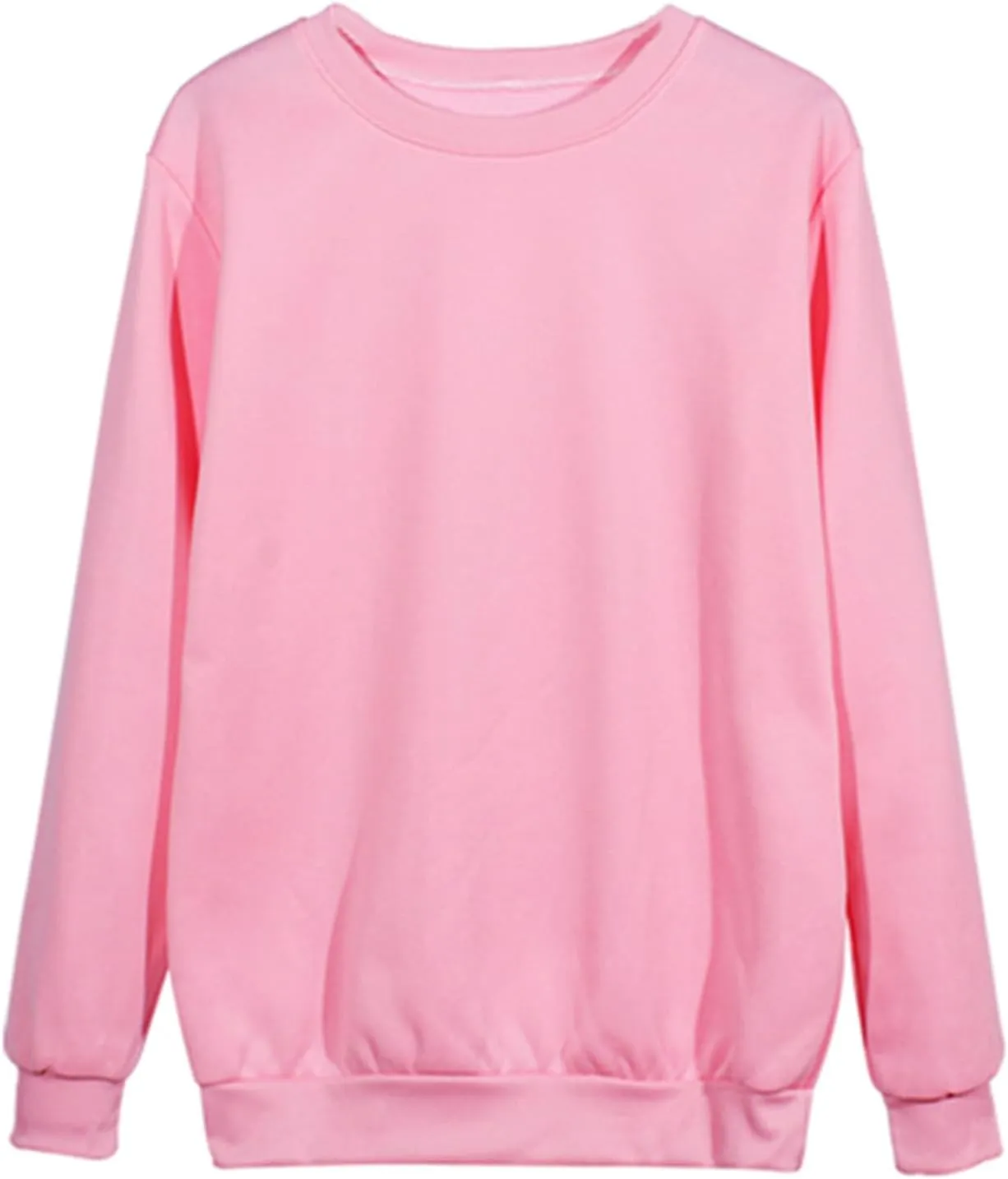 Women Long Sleeve Sweatshirt 2023 Solid Plain Crewneck Pullover Shirts Loose Fit Casual Classic Blouses Fall Fashion Tee Tops