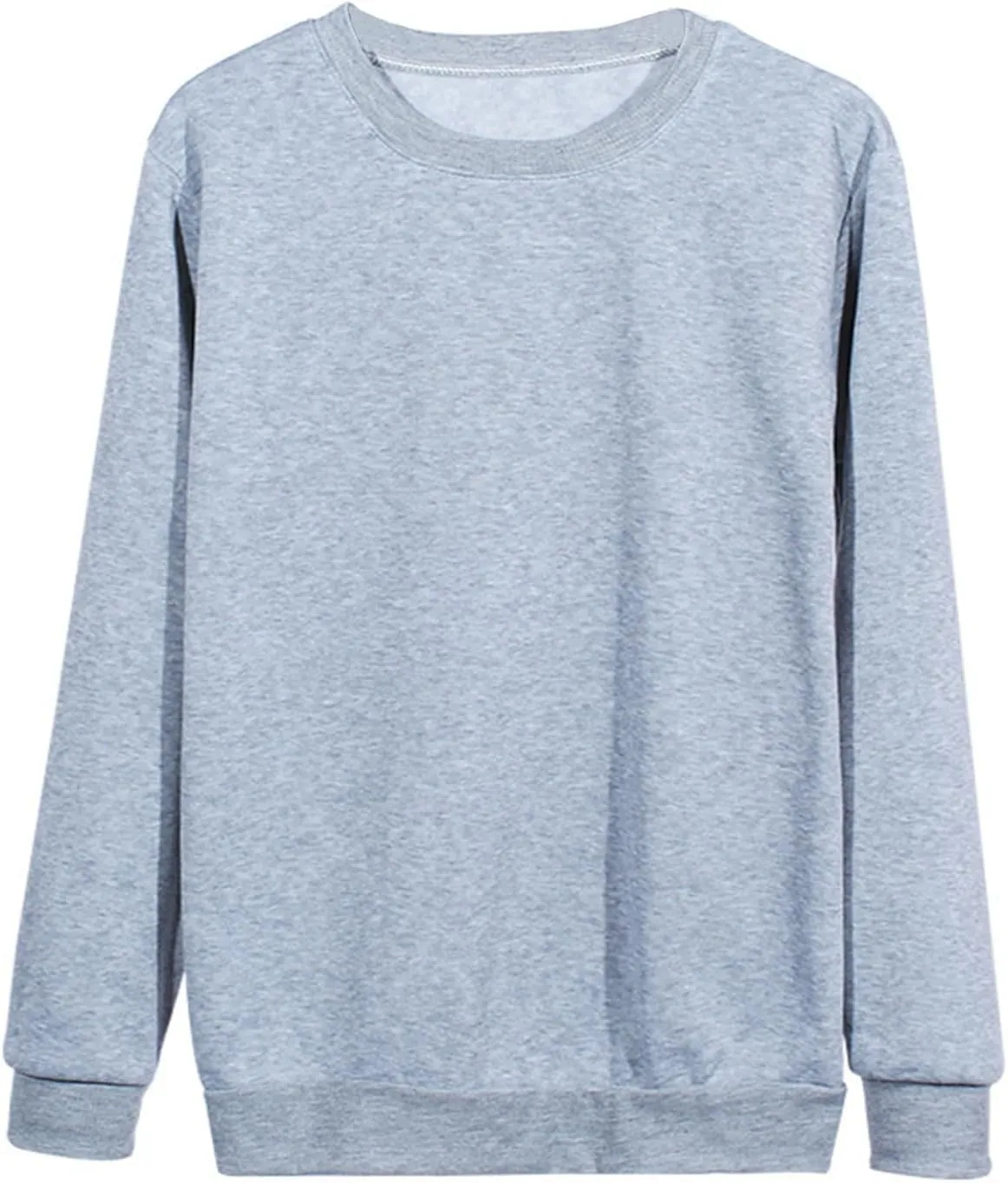 Women Long Sleeve Sweatshirt 2023 Solid Plain Crewneck Pullover Shirts Loose Fit Casual Classic Blouses Fall Fashion Tee Tops