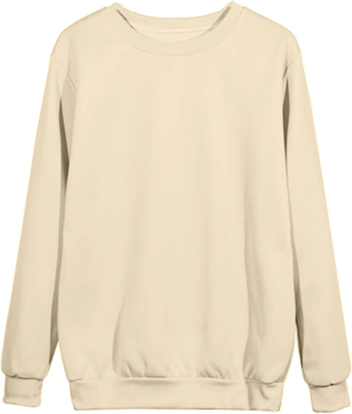 Women Long Sleeve Sweatshirt 2023 Solid Plain Crewneck Pullover Shirts Loose Fit Casual Classic Blouses Fall Fashion Tee Tops