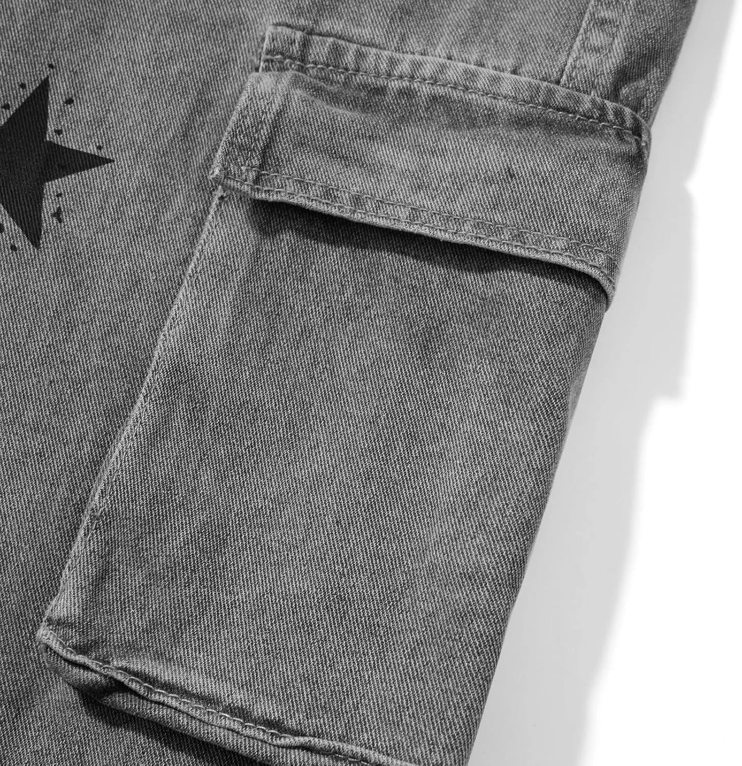 Women Y2K Baggy Jeans Star Print High Waist Wide Leg Denim Pants Vintage 90s Straight Leg Distressed Grunge Trousers