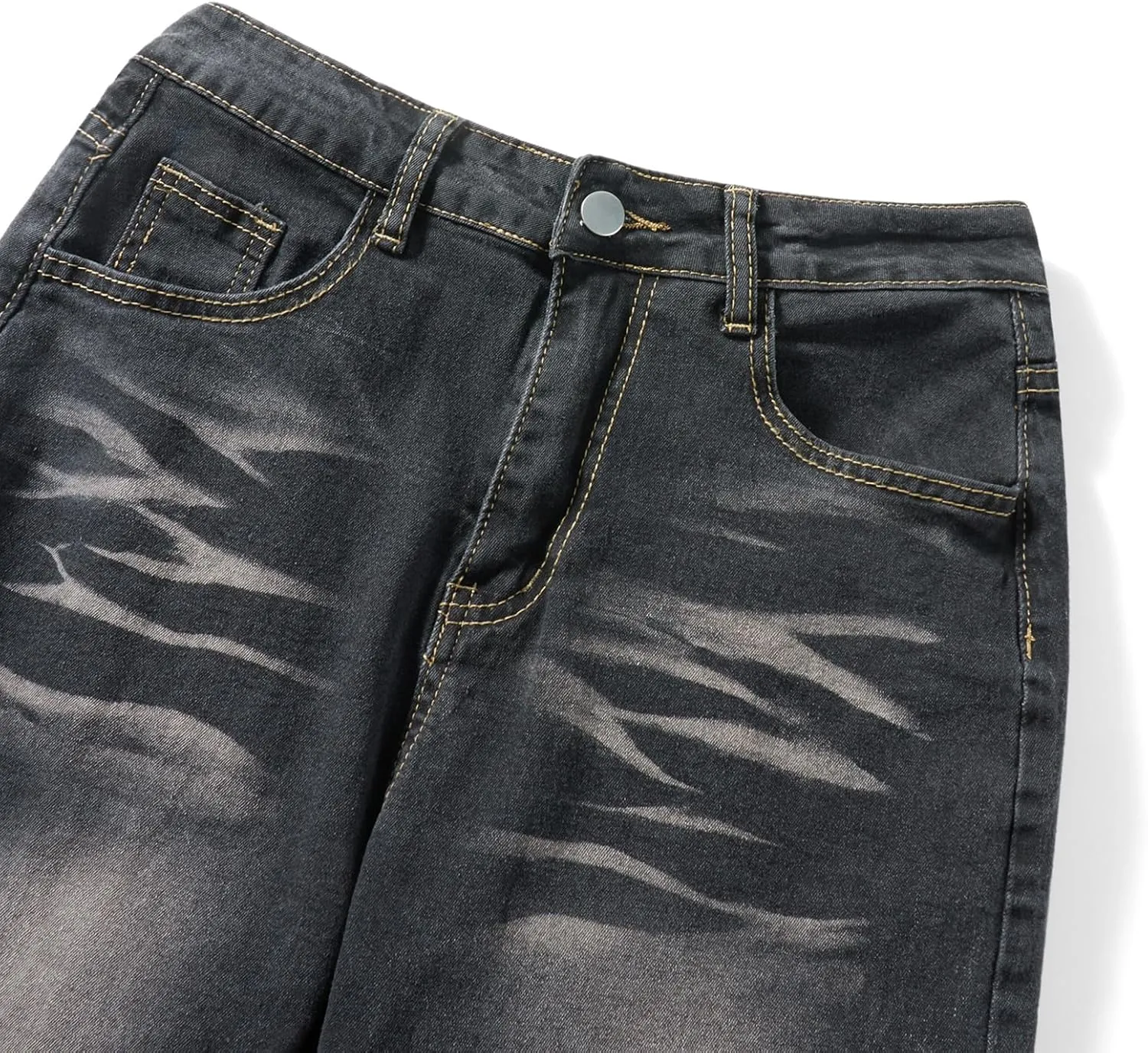 Women Y2K Baggy Jeans Star Print High Waist Wide Leg Denim Pants Vintage 90s Straight Leg Distressed Grunge Trousers