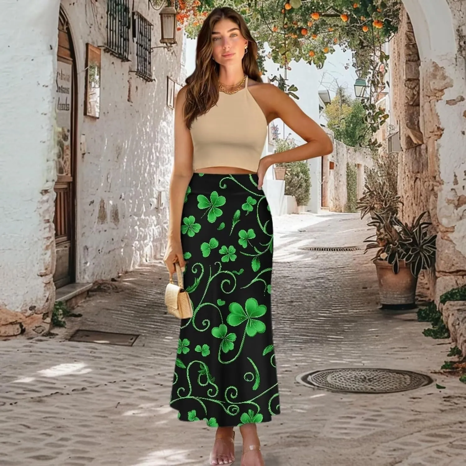Women's Casual High Waisted Fishtail Bodycon Long Maxi Skirt A-Line Flared Maxi Skirts Fit Cocktail Party Wedding