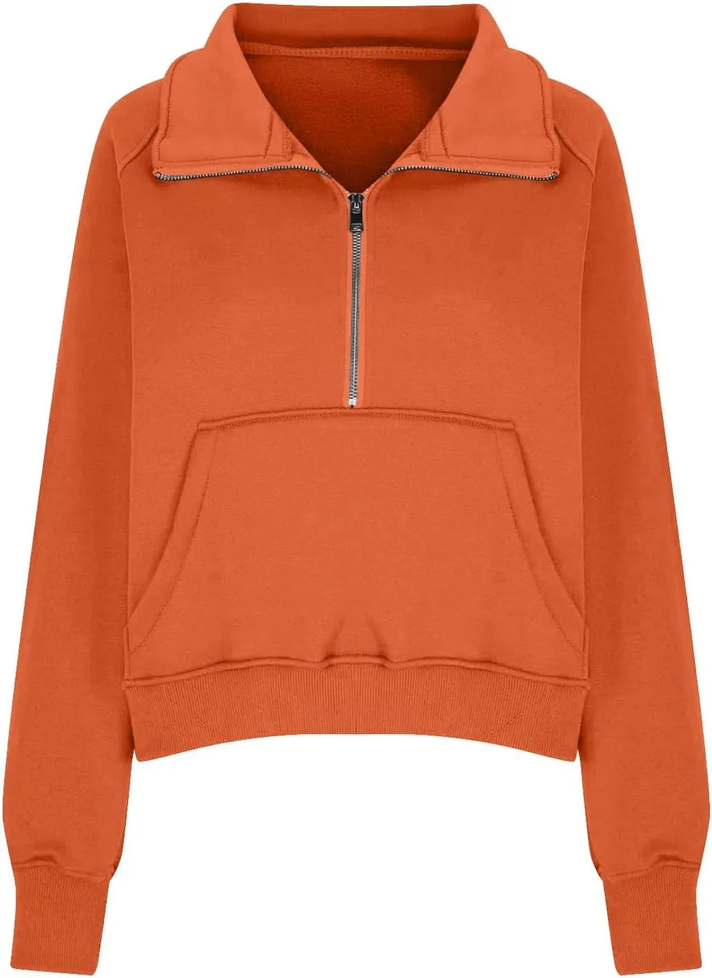 Womens Oversized Half Zip Cropped Sweatshirt 2024 Fall Fashion 1/4 Zip Pullover Preppy Thumb Hole Tops With Pocket