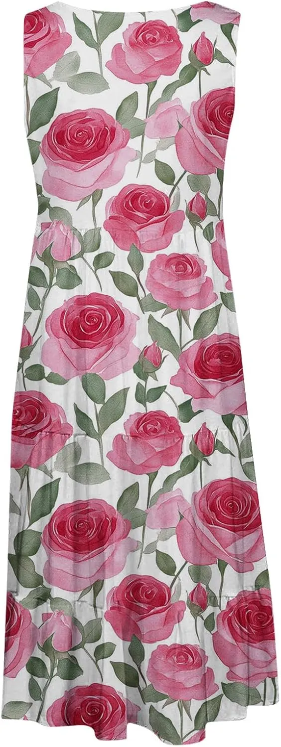 Womens Summer Dresses Tank Mini Dress Floral Spring Casual Flowy Tshirt Dress Outfits Flowy Wrap Beach Boho Sun Dress