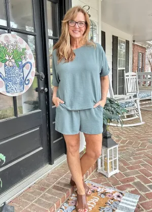 Woven Airflow Shorts Set - Ash Jade