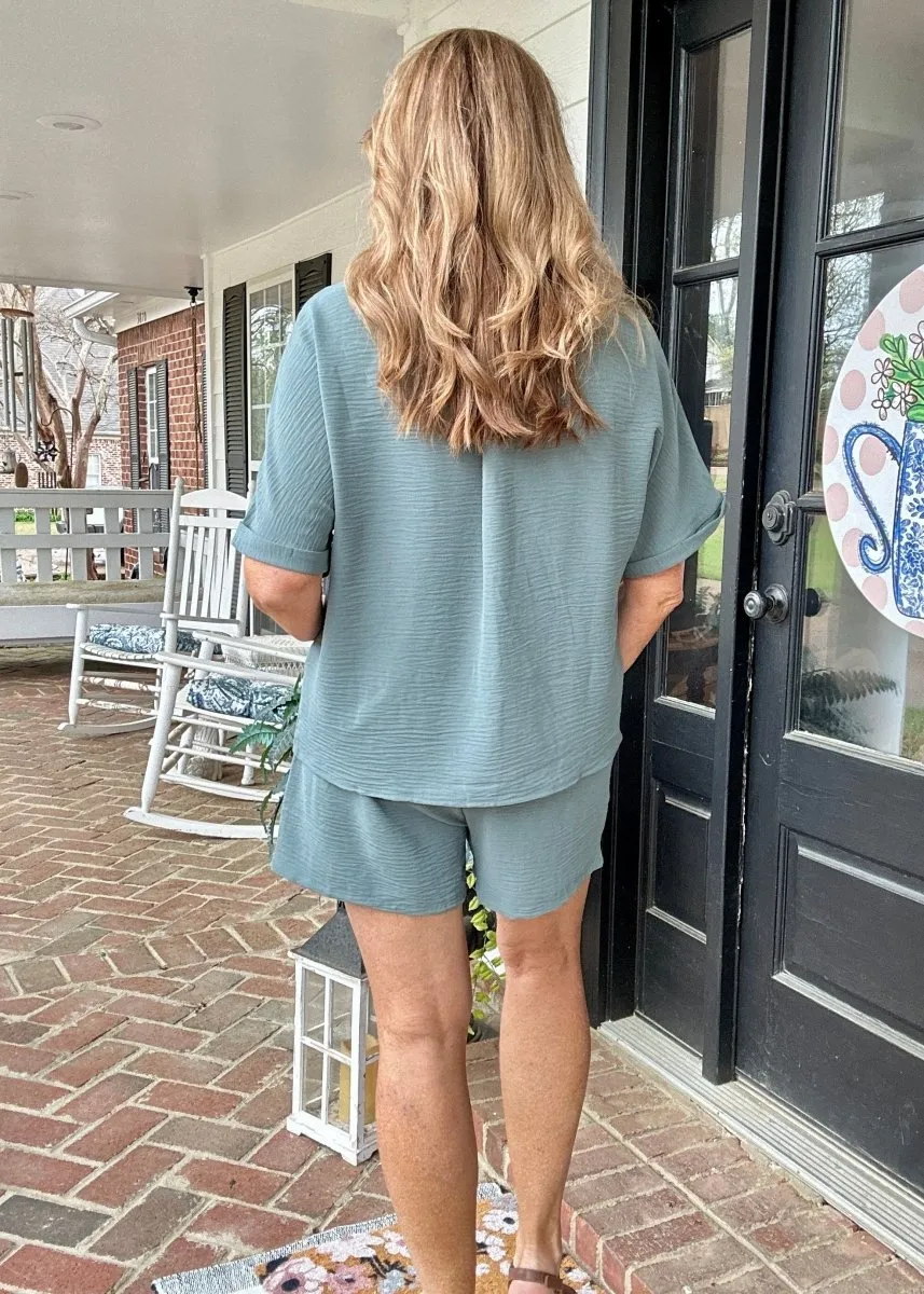 Woven Airflow Shorts Set - Ash Jade